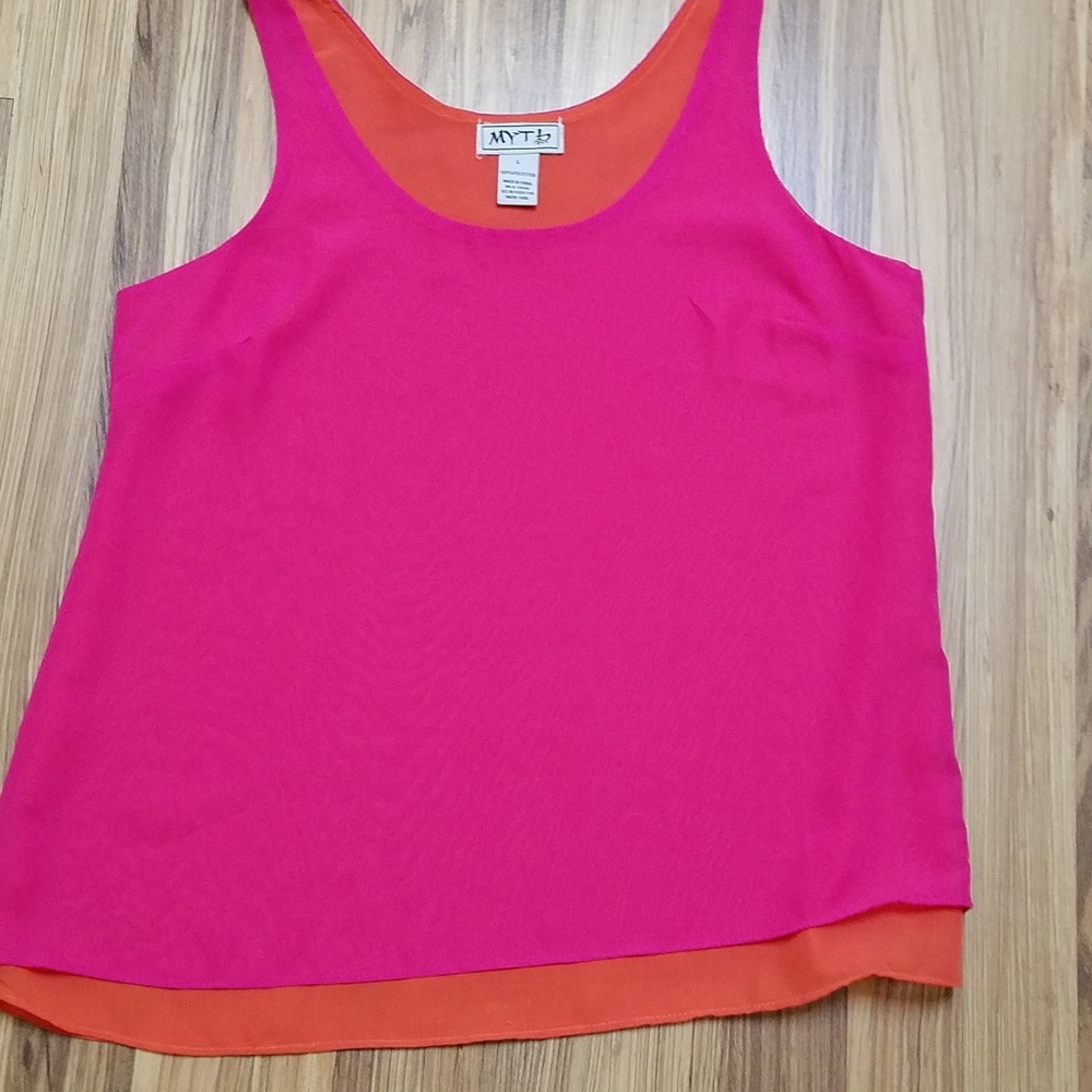 Fuchsia and orange silky tank